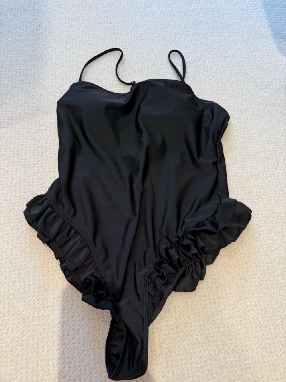 Womens Black Ruffle One-Piece Swimsuit- New!!